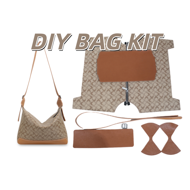 DIY Large Tote Bag Kit for Beginners – Handmade PU Leather Shoulder Bag Sewing Kit with Pre-Cut Materials & Video Tutorial