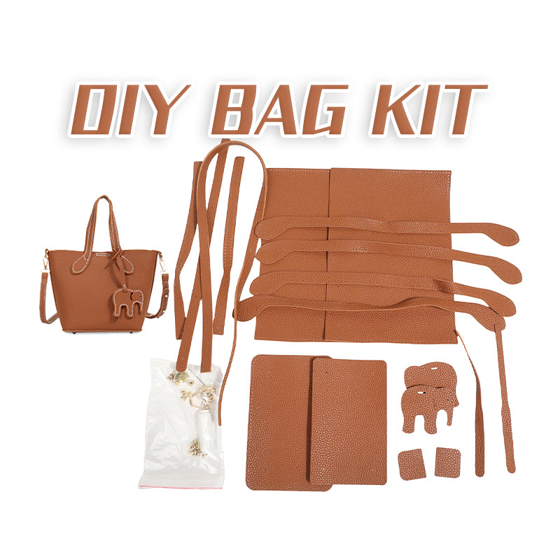 DIY PU Leather Shoulder Bag Kit for Beginners – Handmade Crossbody Tote Purse Sewing Kit with Pre-Cut Materials & Video Tutorial