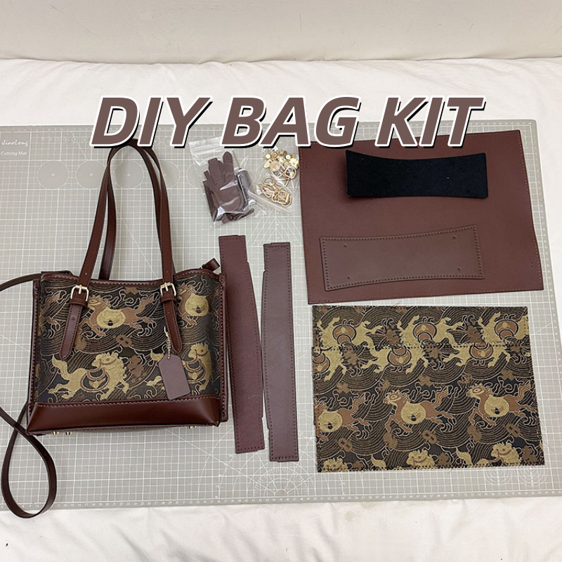 DIY Embroidered Shoulder Bag Kit for Beginners – Handmade Crossbody Handbag with Video Tutorial, Pre-Cut Craft Sewing Set