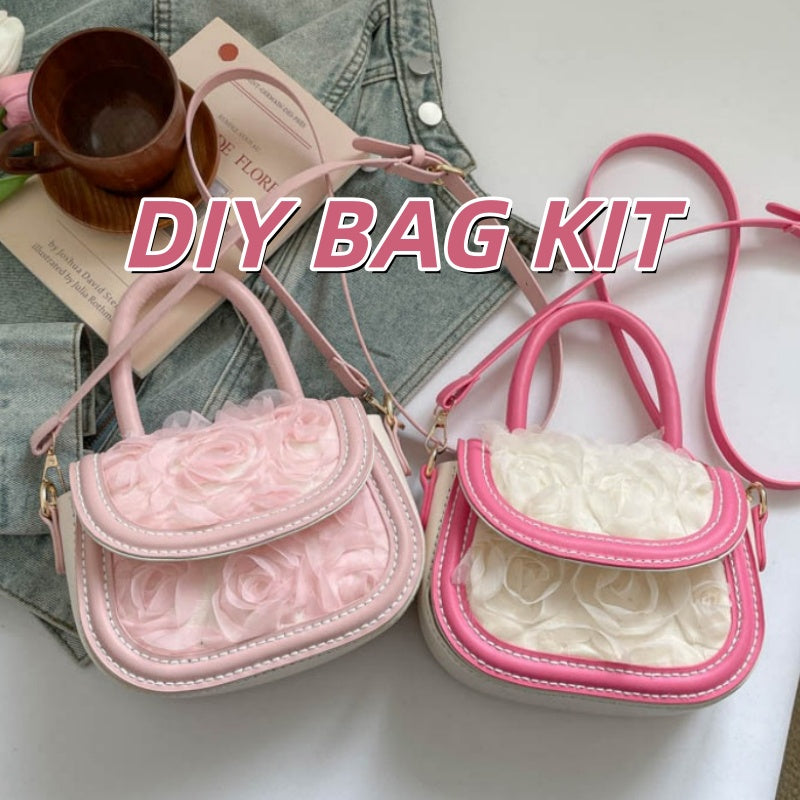 DIY PU Leather Handbag Kit for Beginners – Handmade Crossbody Shoulder Bag Sewing Kit with Pre-Cut Materials & Video Tutorial