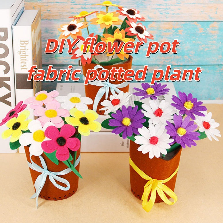 DIY Felt Flower Pot Craft Kit | Kids Educational Handmade Fabric Potted Plant Set | Montessori Creative Sewing Toy & Parent-Child Gift