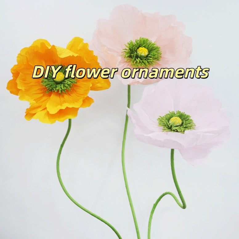 DIY Giant Poppy Crepe Paper Flower Kit | Large Handmade Artificial Flower Craft Set for Wedding, Event & Store Decoration | Macaron Color Display Props