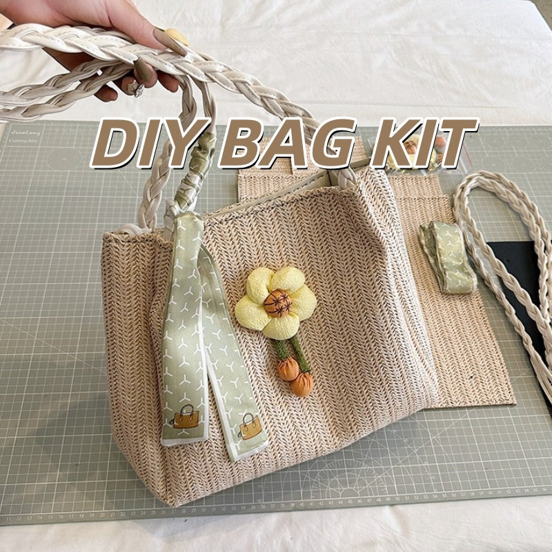 DIY PU Leather Tote Bag Kit for Beginners – Handmade Shoulder Bag Craft Set with Video Tutorial & Pre-Cut Materials
