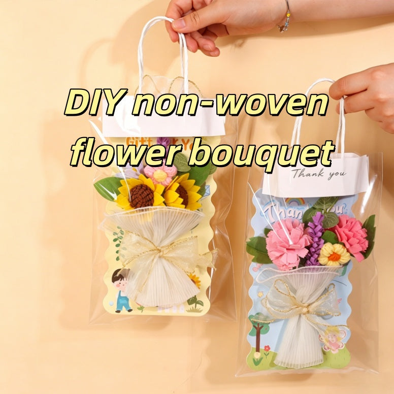 DIY Eternal Flower Bouquet Card Kit for Teachers’ Day | Felt & Yarn Artificial Flower Craft Set for Kids | Handmade Gift Card Materials Pack
