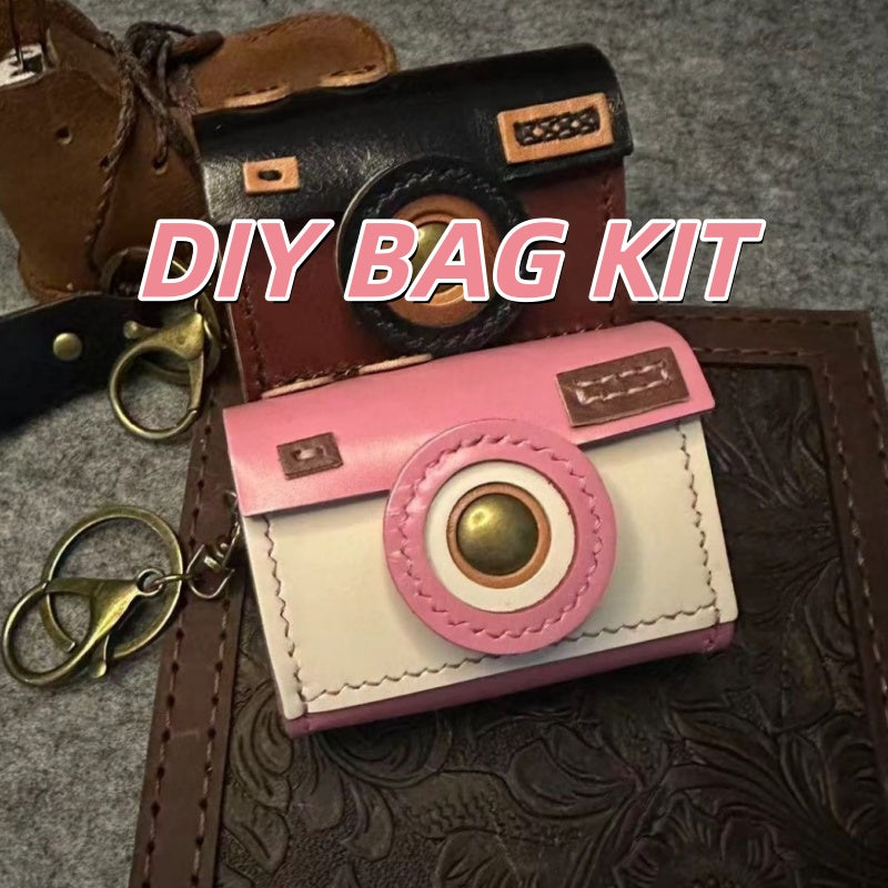 DIY Leather Earphone Case Kit – Handmade Cowhide Keychain Bag Craft Set for Beginners (Video Tutorial Included)