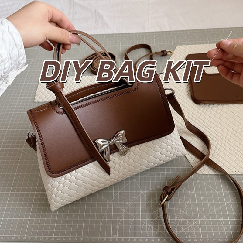 DIY PU Leather Handbag Kit for Beginners – Handmade Shoulder Bag Sewing Set with Video Tutorial, Crossbody Tote Craft Gift