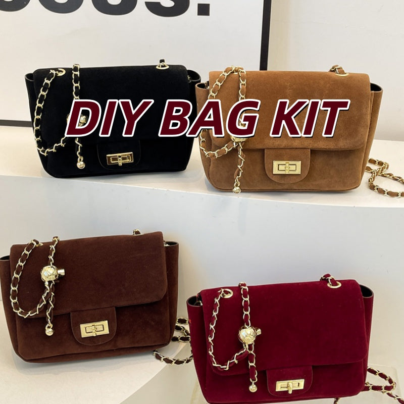DIY Shoulder Bag Sewing Kit for Beginners – Handmade PU Leather Crossbody Handbag Kit with Pre-Cut Materials & Video Tutorial
