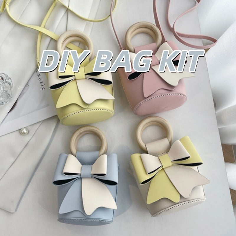 DIY PU Leather Mini Bucket Bag Kit for Beginners – Pre-Cut & Pre-Punched Shoulder Crossbody Bag with Video Tutorial