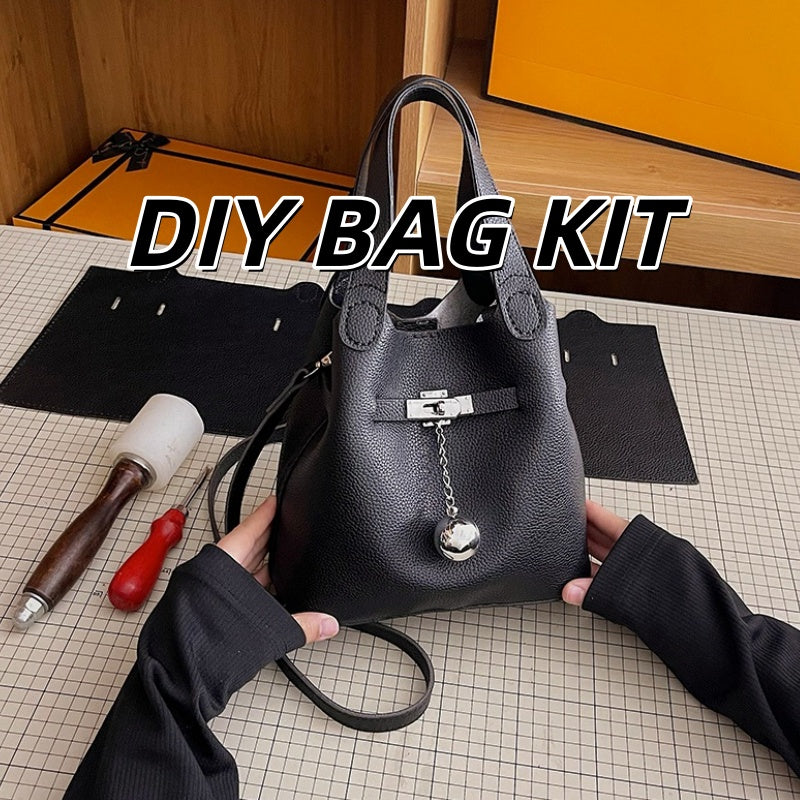 DIY PU Leather Tote Bag Kit for Beginners – Handmade Crossbody Handbag Sewing Kit with Pre-Cut Materials & Video Tutorial