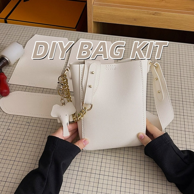DIY PU Leather Shoulder Bag Kit for Beginners – Handmade Crossbody Purse Sewing Kit with Pre-Cut Leather & Video Tutorial