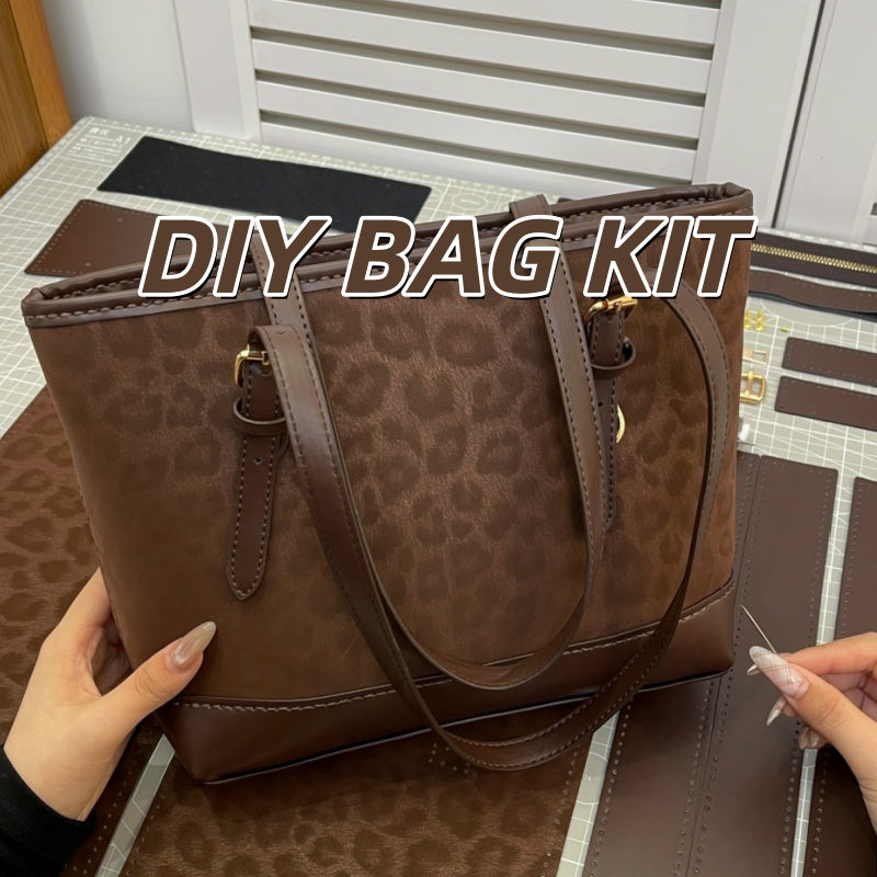 DIY PU Leather Tote Bag Kit for Beginners – Pre-Cut & Pre-Punched Handbag Sewing Kit with Video Tutorial, Crossbody & Shoulder Bag Craft Set