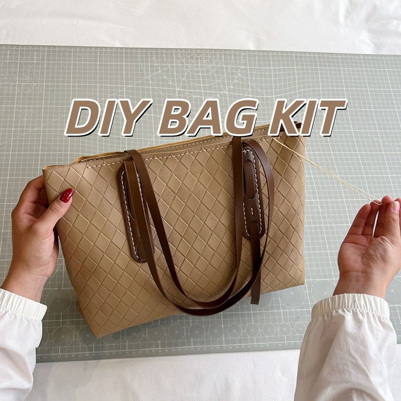 DIY Large PU Tote Bag Kit – Beginner-Friendly 8-Minute Handmade Craft Set | Pre-Cut Materials | Stylish Shoulder & Handbag Gift for Women