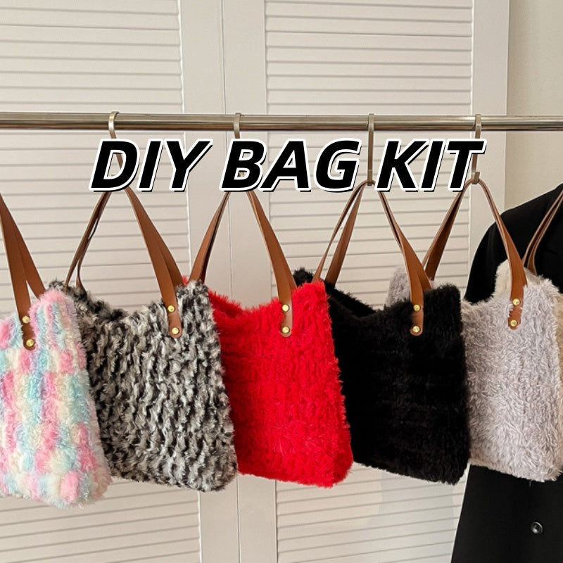 DIY Handmade Tote Bag Kit for Beginners – Pre-Cut Craft Sewing Kit with Video Tutorial, Colorful PU Leather Handbag DIY Set