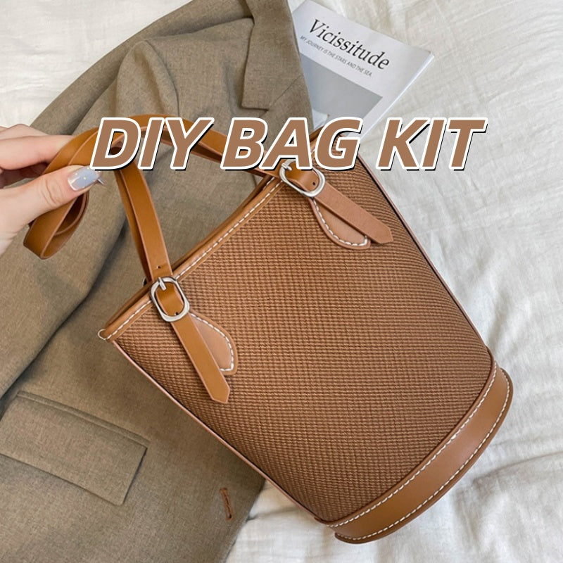 DIY PU Leather Shoulder Bag Kit for Beginners – Handmade Tote Bag Sewing Kit with Pre-Cut Materials & Video Tutorial