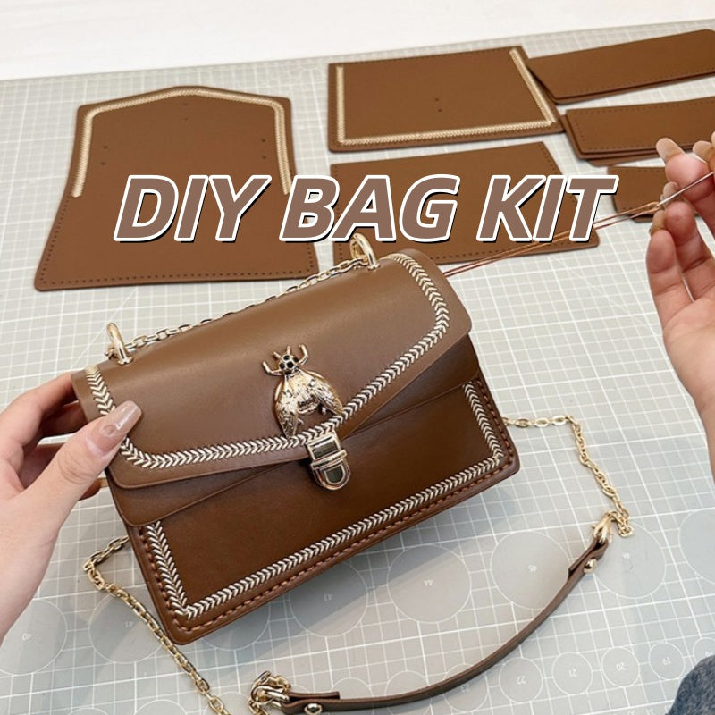 DIY PU Leather Handbag Making Kit for Beginners – Pre-Cut Shoulder & Crossbody Bag Sewing Craft Kit with Video Tutorial