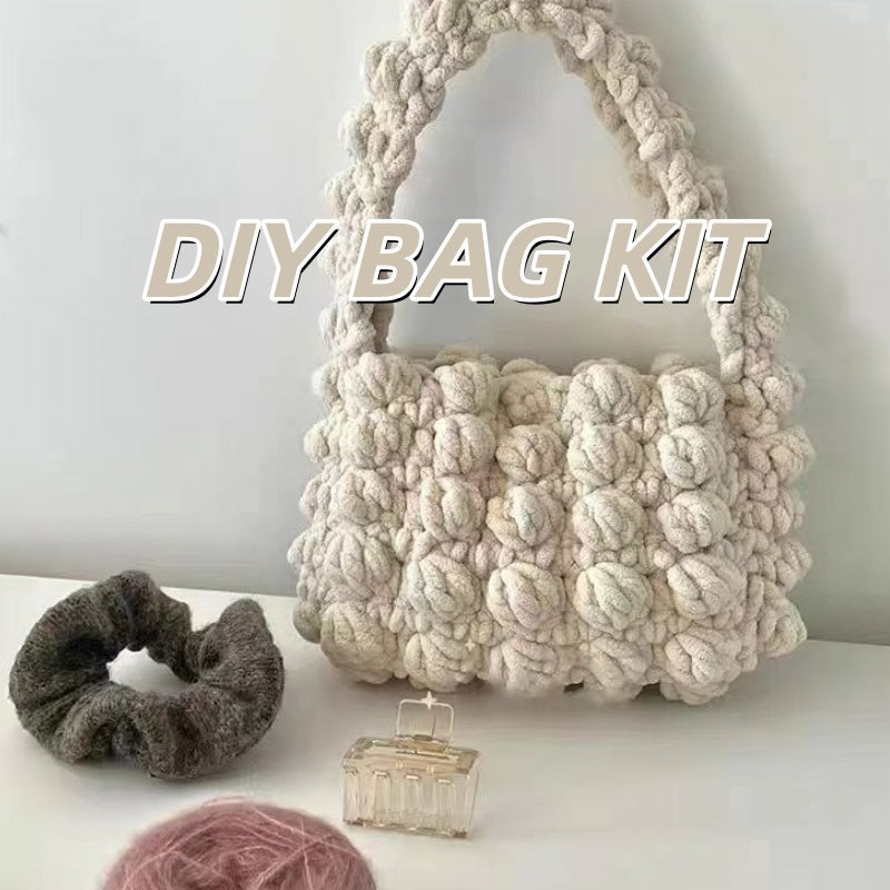DIY Crochet Tote Bag Kit – Handmade Ice Silk Yarn Handbag Craft Set for Beginners with Video Tutorial
