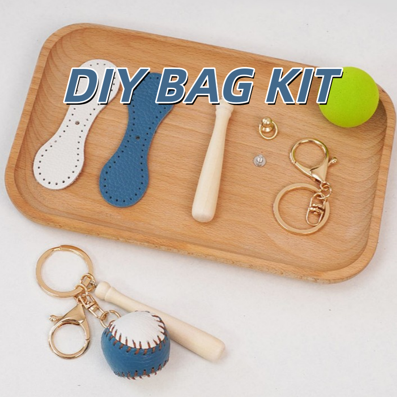 DIY Baseball Keychain Craft Kit | Beginner-Friendly Handmade Leather Gift Set | Pre-Cut Real Cowhide DIY Stitching Kit