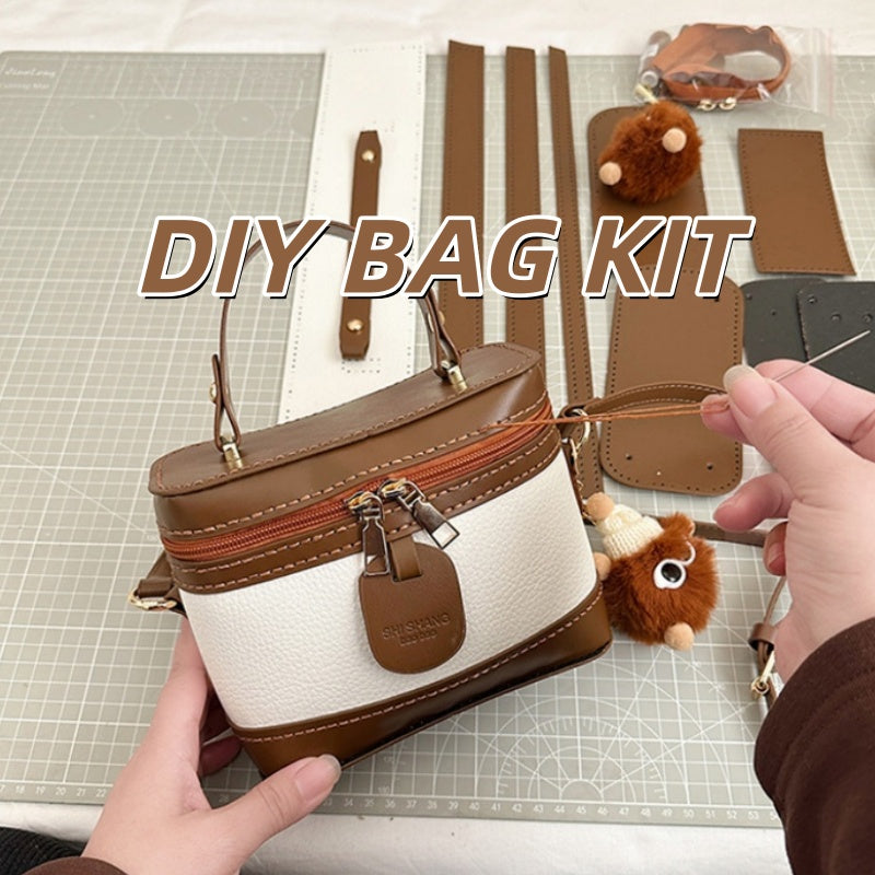 DIY PU Leather Mini Tote Bag Kit – Handmade Crossbody & Shoulder Handbag Craft Kit for Beginners with Video Tutorial