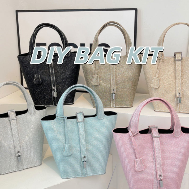 DIY Metallic PU Leather Handbag Kit – Beginner-Friendly 8-Minute Craft Set | Pre-Cut Materials | Handmade Tote Bag Gift for Women