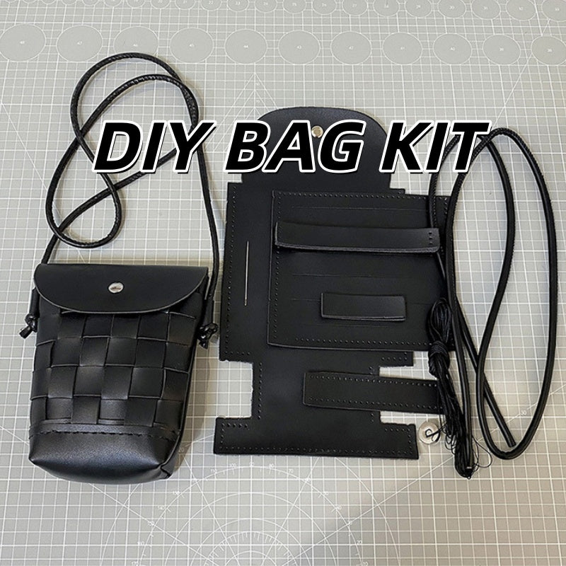 DIY Handmade Crossbody & Handbag Kit for Beginners – Pre-Cut PU Leather Sewing Set with Video Tutorial, Multi-Way Wear Gift Bag