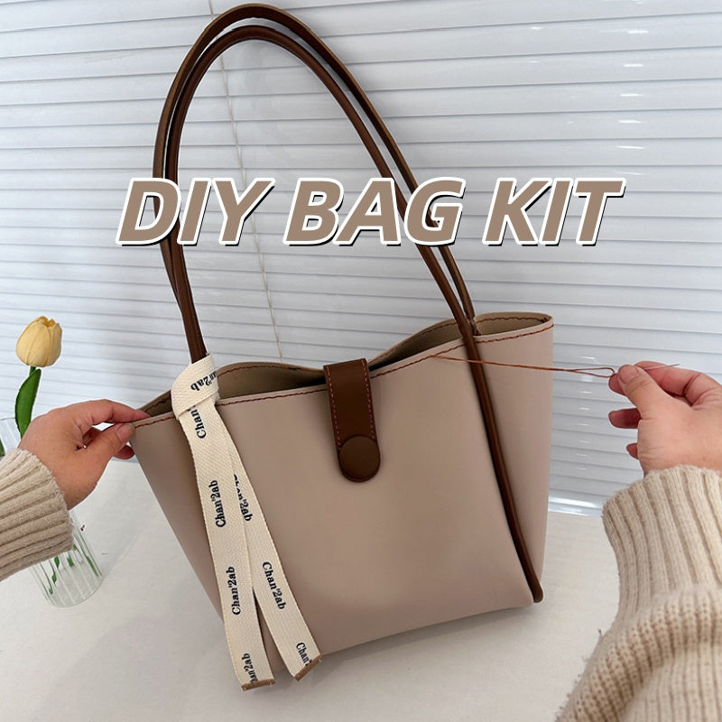 DIY Large PU Tote Bag Kit – Beginner-Friendly 8-Minute Handmade Craft Set | Pre-Cut Materials | Stylish Handheld & Shoulder Bag Gift for Women