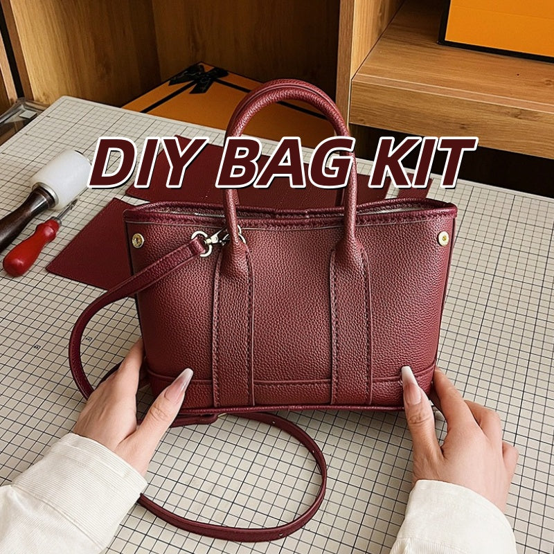 DIY PU Leather Handbag Kit for Beginners – Handmade Crossbody Shoulder Tote Bag Sewing Craft Set with Video Tutorial