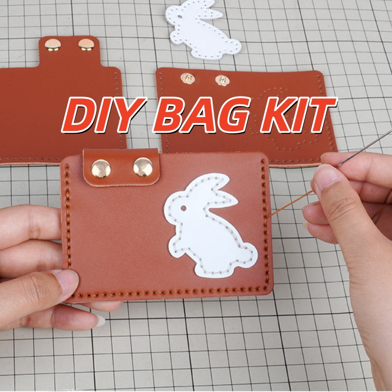 DIY Leather Bunny Wallet Kit – Handmade Colorful Leather Craft Wallet Set for Beginners