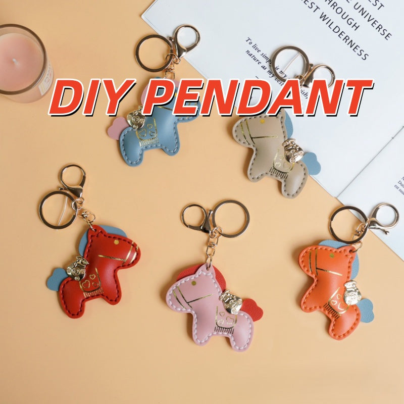 DIY Horse Keychain Craft Kit | Beginner-Friendly Handmade PU Leather Keychain Set | 8-Min Easy Sewing Gift Kit