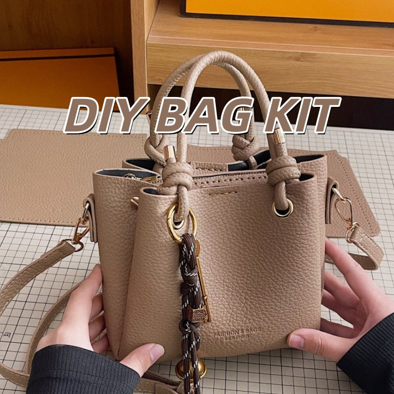 DIY PU Leather Handbag Kit for Beginners – Pre-Cut Sewing Craft Bag with Video Tutorial, Shoulder Crossbody Tote Purse Gift Kit