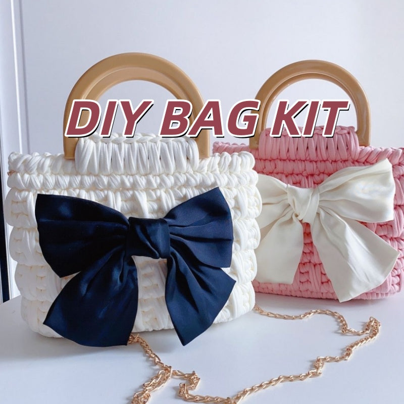 DIY Cotton Yarn Tote Bag Kit | Beginner-Friendly Crochet Weaving Handbag Set | Handmade Shoulder & Crossbody Craft Kit