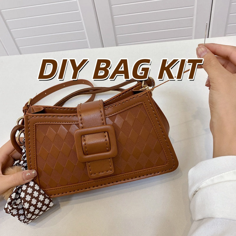 DIY Handmade PU Leather Handbag Kit – Beginner-Friendly Craft Set with Pre-Cut Materials &amp; Video Tutorial | Compact Crossbody &amp; Top Handle Bag