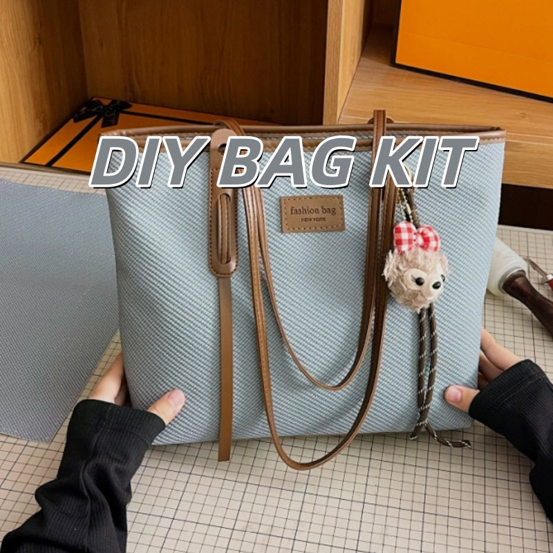 DIY Large PU Leather Tote Bag Kit for Beginners | Handmade Shoulder Handbag Sewing Kit with Video Tutorial