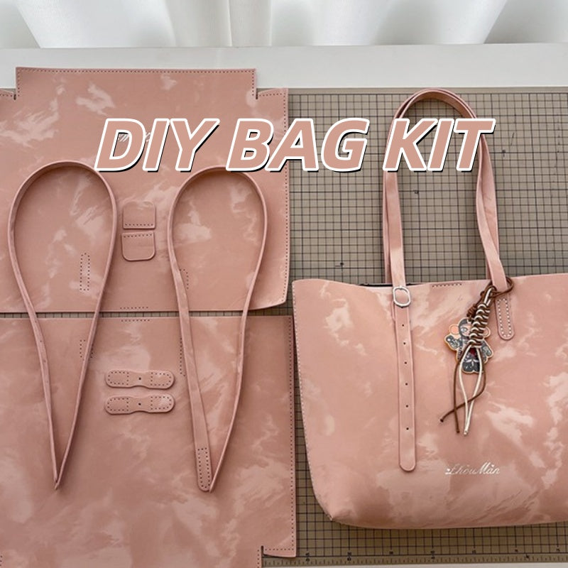 DIY PU Leather Tote Bag Kit for Beginners | Handmade Shoulder Handbag Sewing Craft Set with Video Tutorial