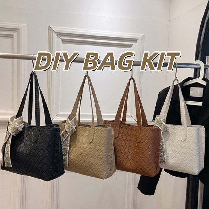 DIY PU Leather Tote Bag Kit for Beginners – Handmade Shoulder Handbag Sewing Kit with Pre-Cut Materials & Video Tutorial
