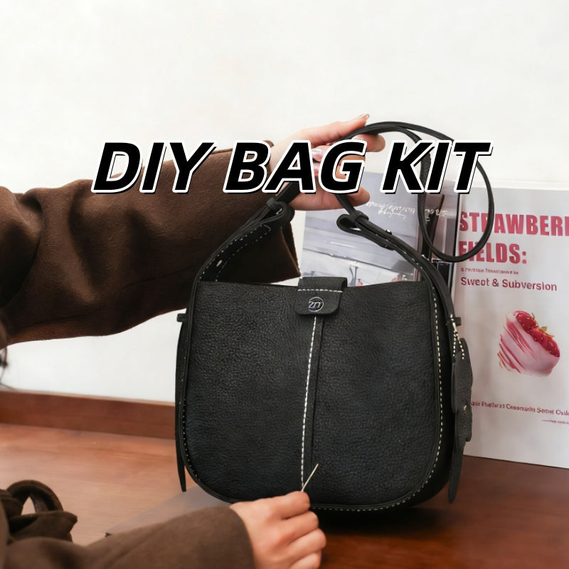 DIY PU Leather Shoulder Bag Kit for Beginners – Handmade Crossbody Purse Sewing Kit with Video Tutorial & Complete Materials