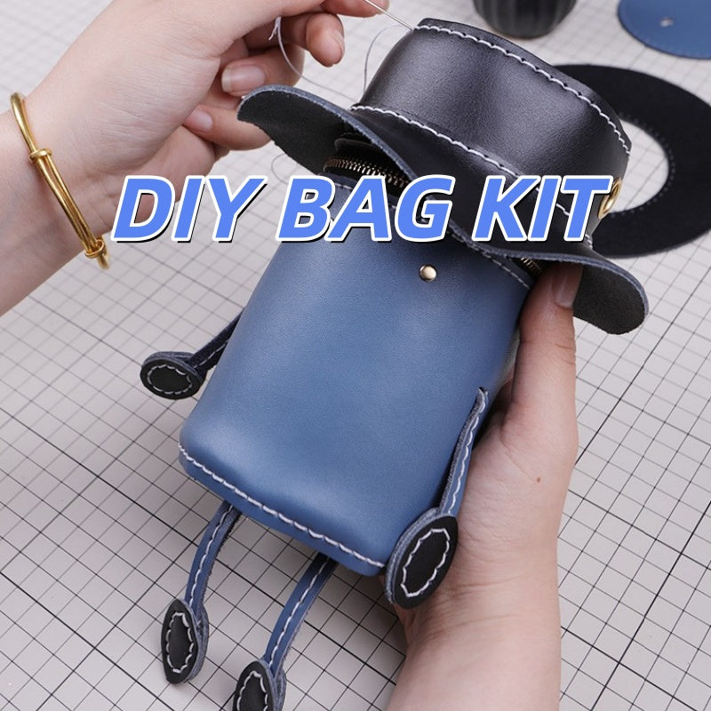 DIY Leather Shoulder Bag Kit for Beginners – Handmade Cowhide Crossbody Bag Sewing Craft Set with Video Tutorial