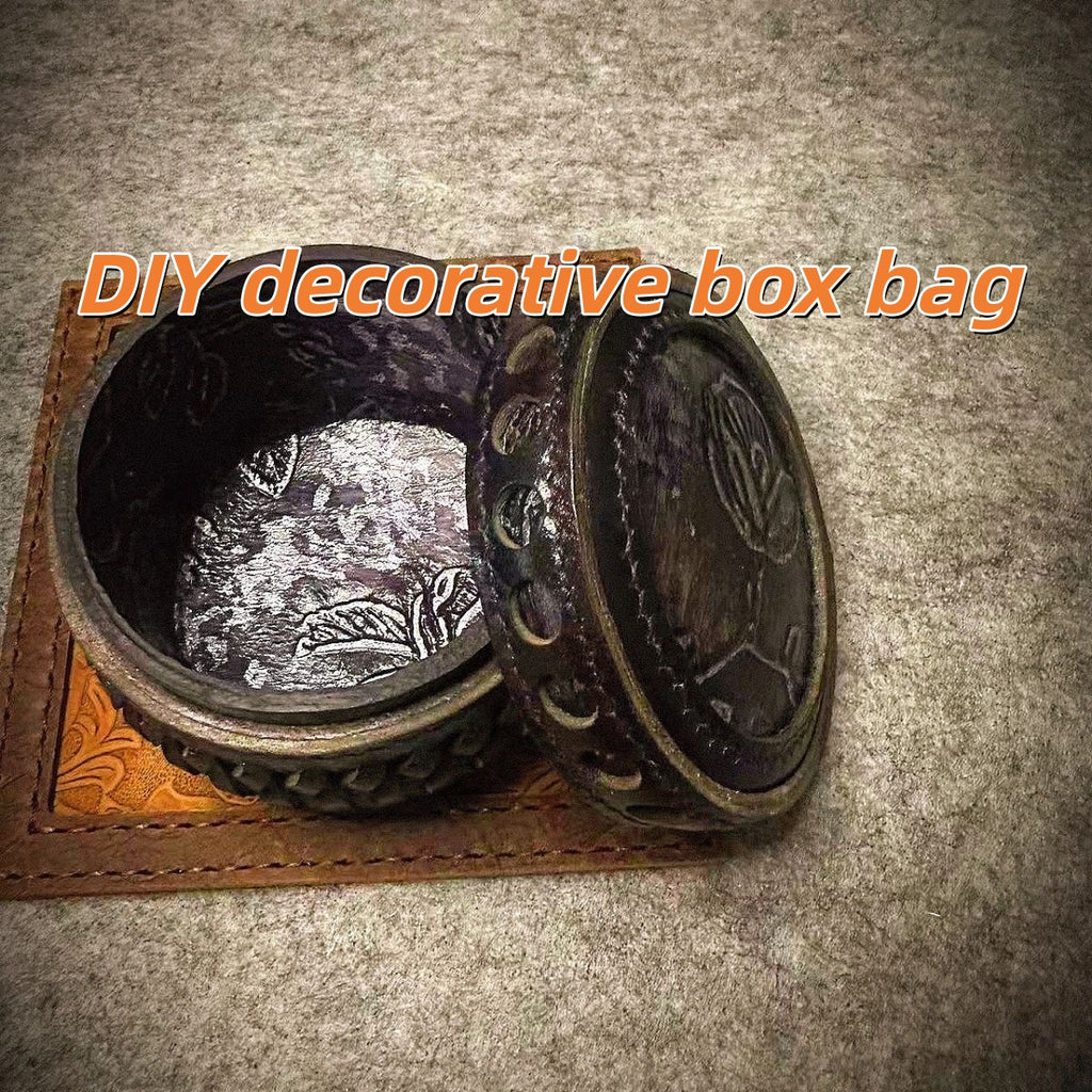 DIY Leather Jewelry Box Bag Kit – Handmade Cowhide Travel Jewelry Organizer Craft Set with Video Tutorial (Ring, Necklace & Earring Storage)