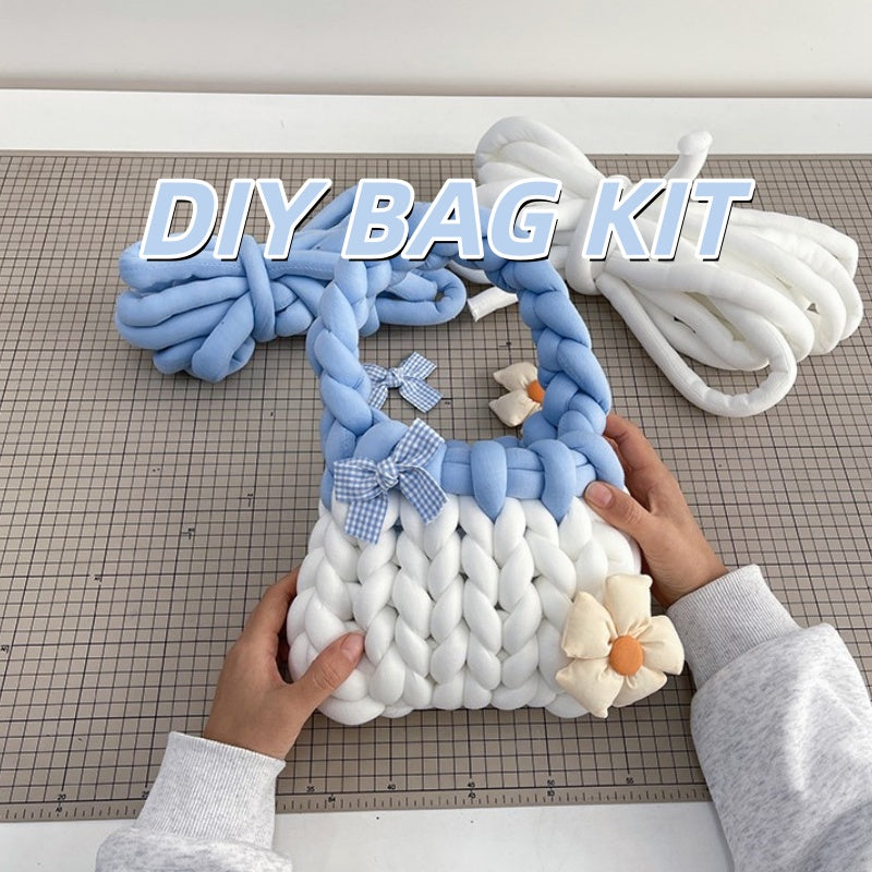 DIY Crochet Handbag Kit for Beginners – Handmade Tote Bag Craft Kit with Soft Yarn, Complete Materials & Video Tutorial