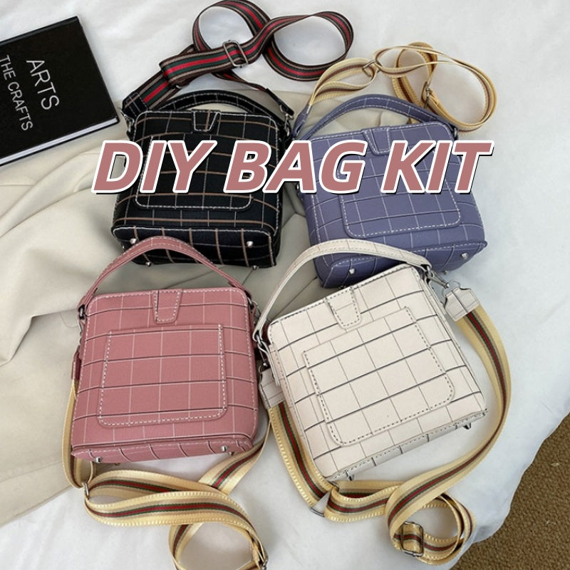 DIY PU Leather Handbag Sewing Kit for Beginners – Handmade Crossbody Tote Bag Craft Set with Pre-Cut Materials & Video Tutorial