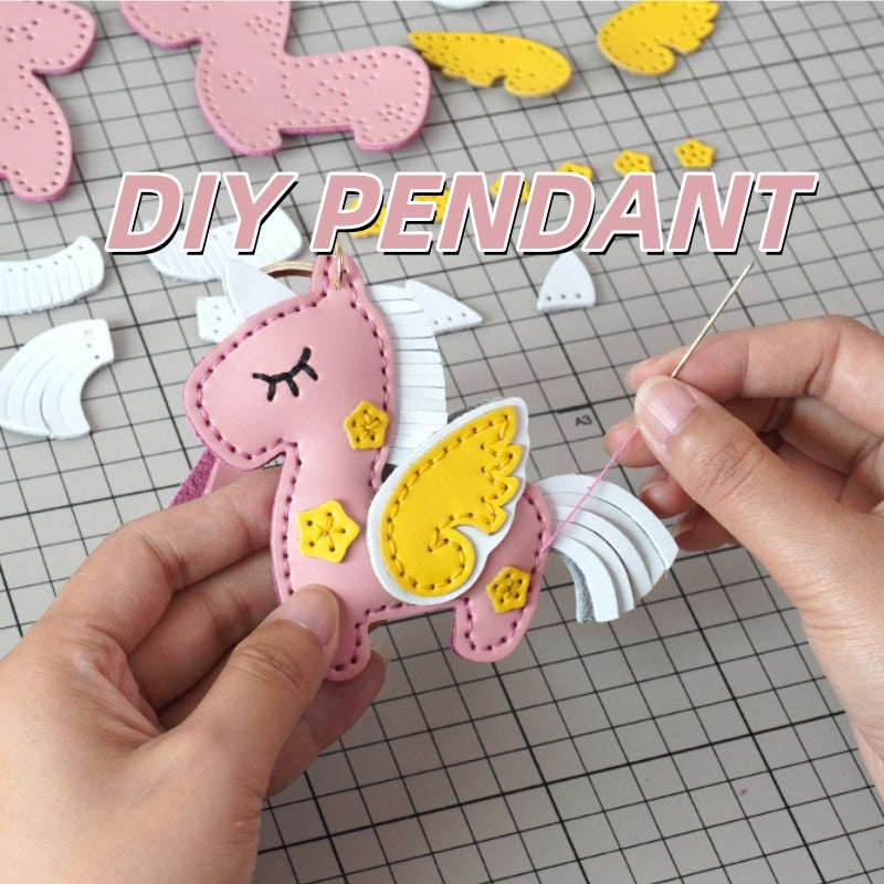 DIY Leather Unicorn Keychain Kit – Handmade Cute Unicorn Charm Craft Set with Video Tutorial