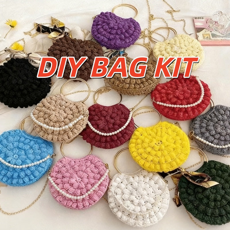 DIY Cotton Yarn Handbag Kit | Beginner-Friendly Crochet Tote Bag Set | Handmade Shoulder & Crossbody Weaving Craft Kit