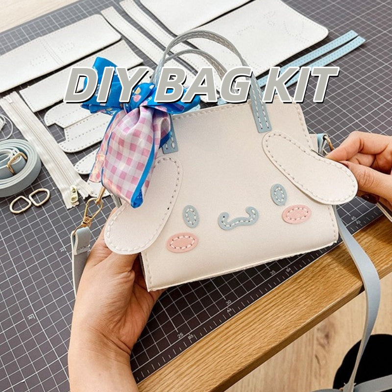 DIY Shoulder Bag Kit for Beginners – Pre-Cut PU Leather Handbag Craft Set with Video Tutorial, Crossbody Tote Purse Making Kit