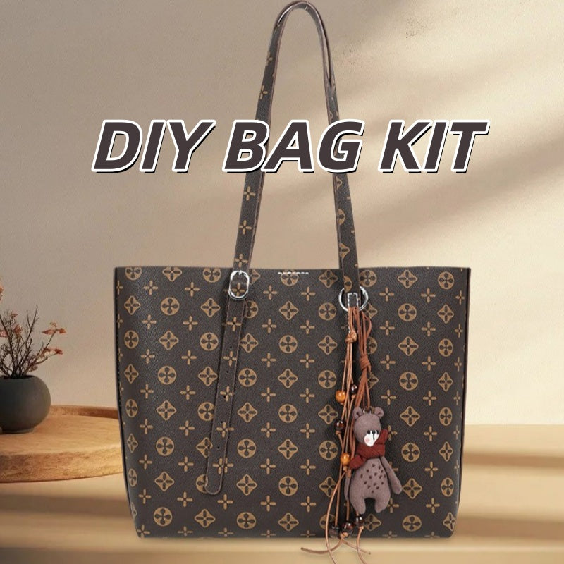 DIY PU Leather Tote Bag Kit for Beginners – Handmade Shoulder Bag Sewing Kit with Pre-Cut Pieces & Video Tutorial