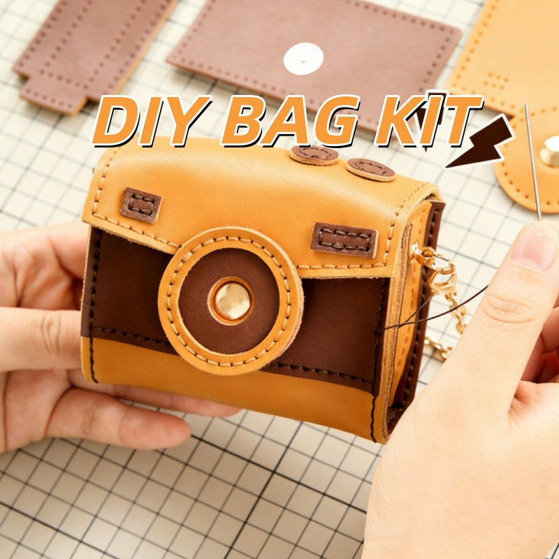 DIY Genuine Leather Coin Purse Kit for Beginners – Handmade Cowhide Wallet with Video Tutorial, Small Pouch Craft Gift