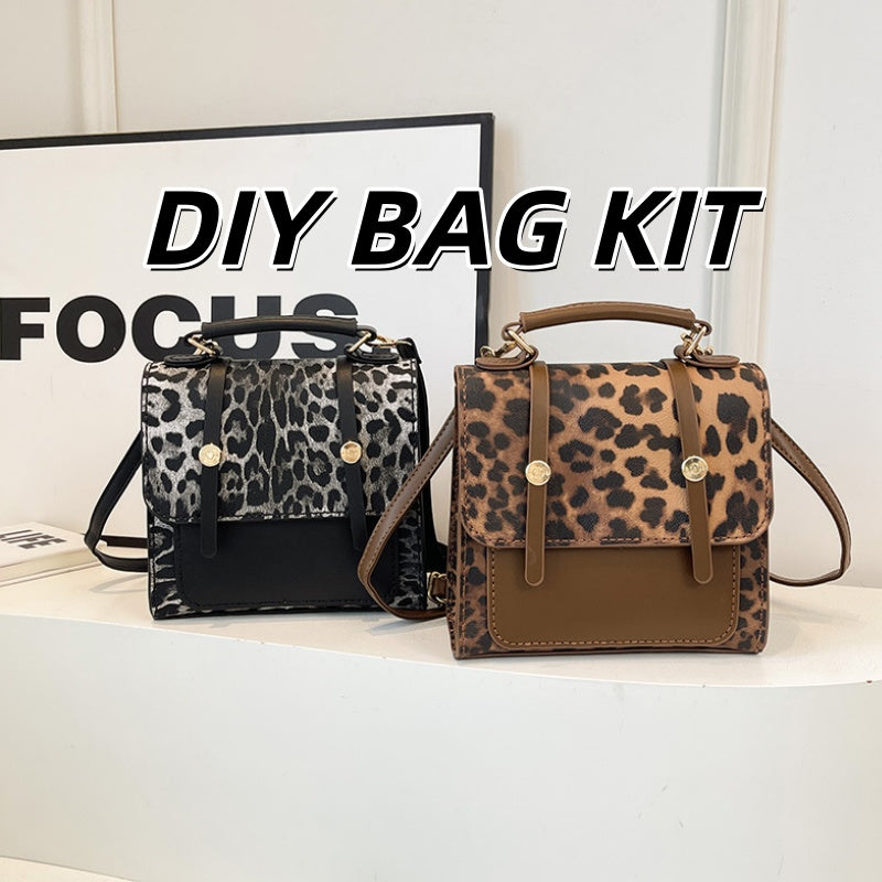 DIY Leopard Print Backpack Kit for Beginners | Handmade PU Leather Mini Backpack Sewing Kit with Video Tutorial