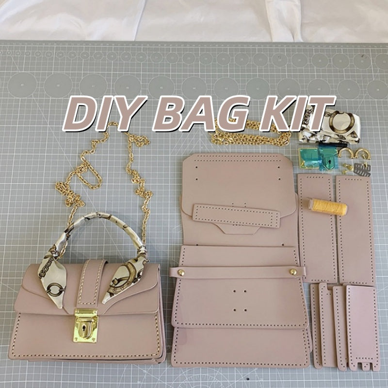 DIY PU Leather Handbag Kit for Beginners – Complete Sewing Craft Set with Video Tutorial, Adjustable Strap Crossbody Tote Bag Gift