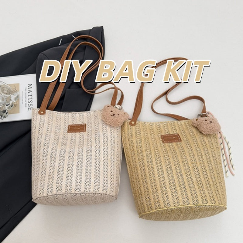 DIY PU Leather Handbag Kit for Beginners – Handmade Shoulder Tote Sewing Kit with Video Tutorial & Complete Materials