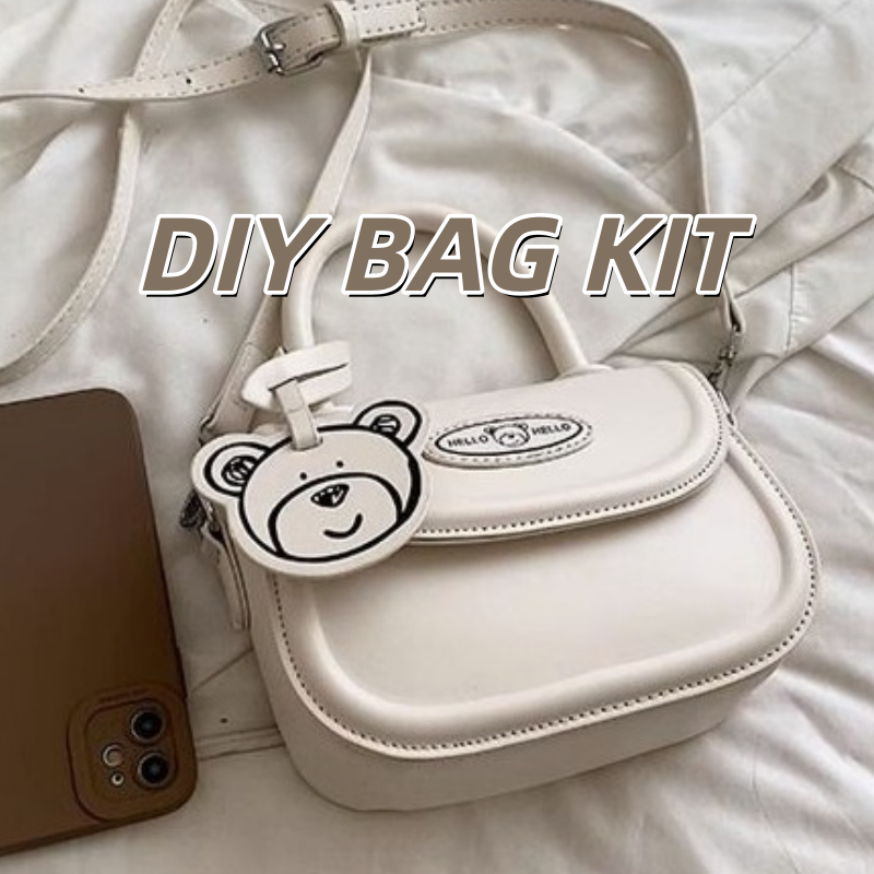 DIY PU Leather Handbag Kit for Beginners – Pre-Cut & Pre-Punched Crossbody Bag Craft Set with Video Tutorial, Handmade Gift Sewing Kit