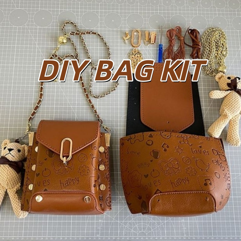 DIY PU Leather Shoulder Bag Kit for Beginners | Handmade Crossbody Purse Sewing Craft Set with Video Tutorial | DIY Fashion Bag Kit