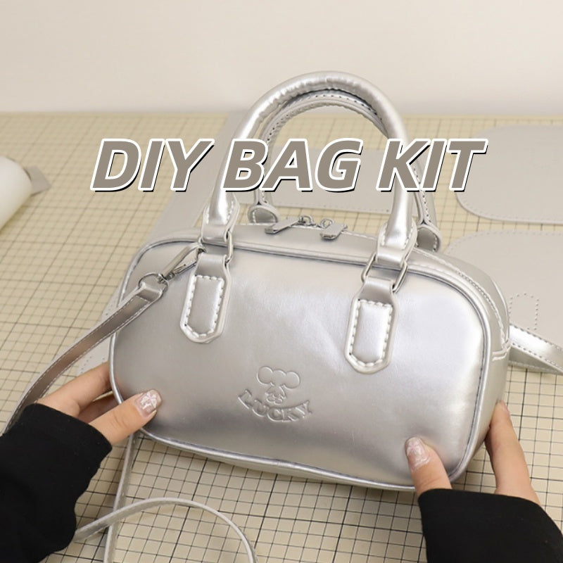 DIY PU Leather Handbag Kit for Beginners – Pre-Cut Sewing Craft Set with Video Tutorial, Elegant Crossbody Shoulder & Handheld Bag DIY Kit